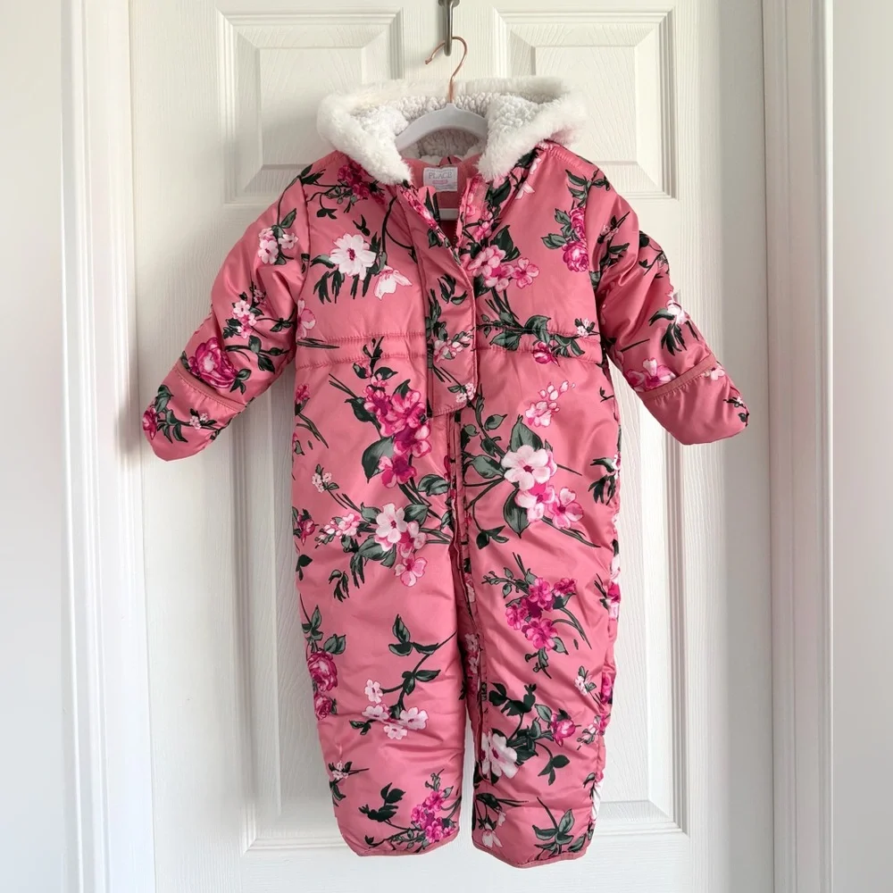 The Children’s Place Pink Floral Baby Bunting Snow Suit | 9-12m | Nearly New